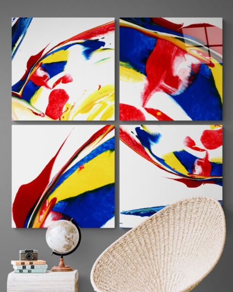 Kırmızının Dansı Quadro Cam Tablo