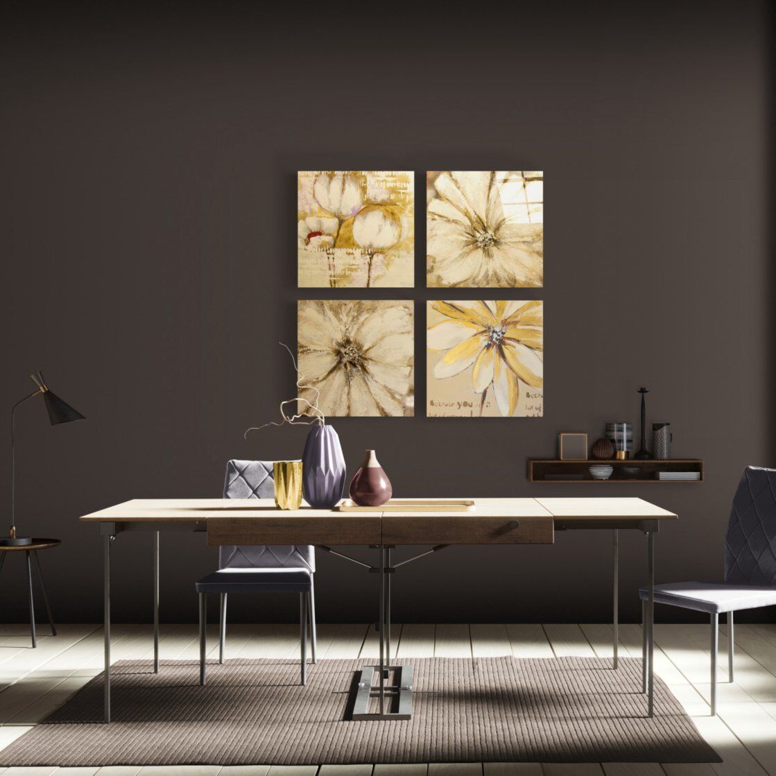 Sarı Çiçek Quadro Cam Tablo