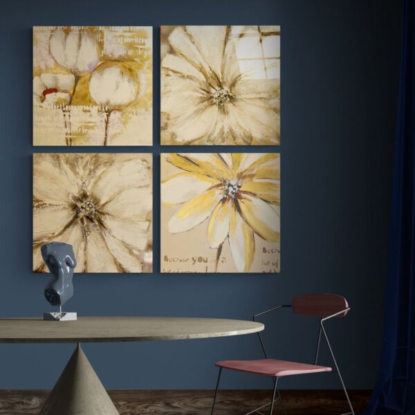 Sarı Çiçek Quadro Cam Tablo