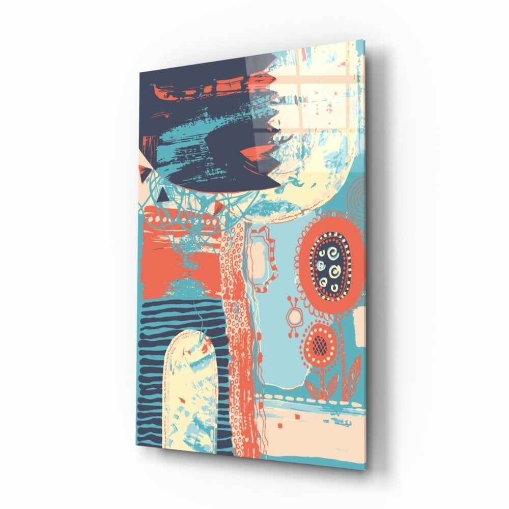 Soyut Renkler Cam Tablo