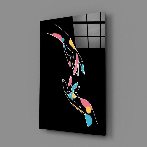 Soyut Renkli Eller Cam Tablo