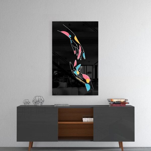 Soyut Renkli Eller Cam Tablo