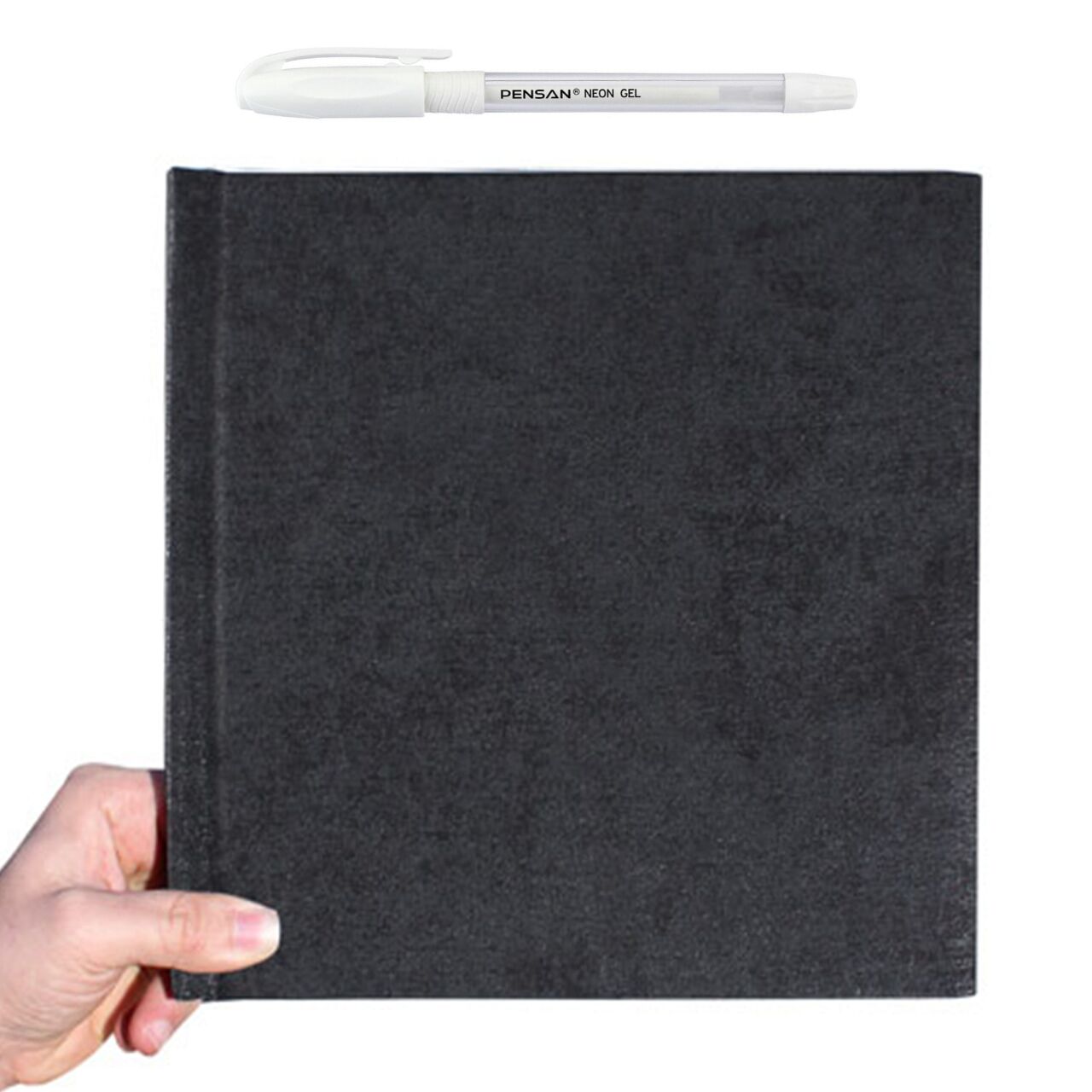 Beyaz Kalemli Anı Defteri (Siyah) 25x25 cm