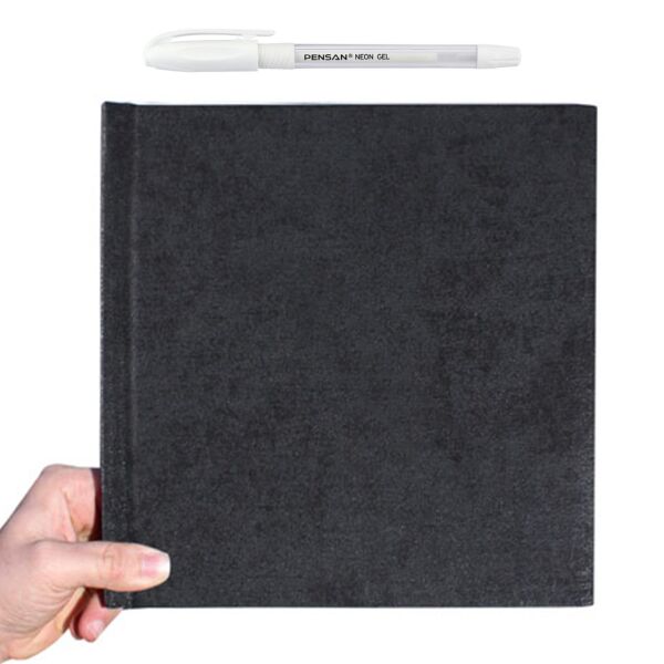 Beyaz Kalemli Anı Defteri (Siyah) 25x25 cm