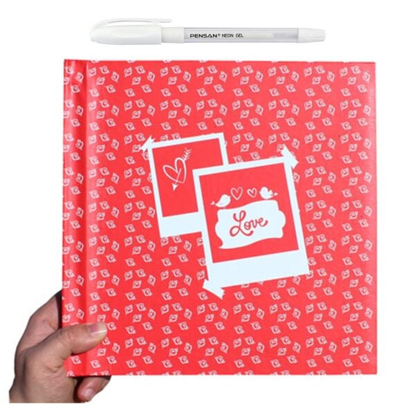 Beyaz Kalemli Anı Defteri - Love (Kırmızı)