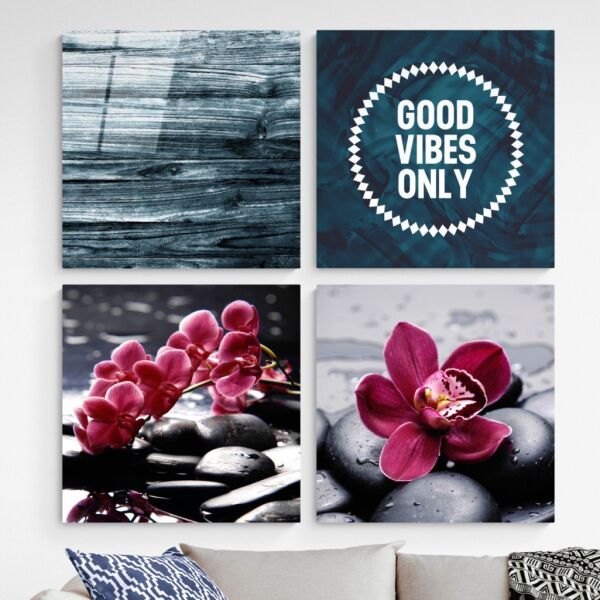 Orkideler ve Taşlar Quadro Cam Tablo