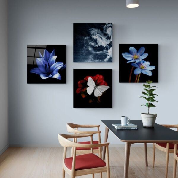 Çiçekler Quadro Cam Tablo