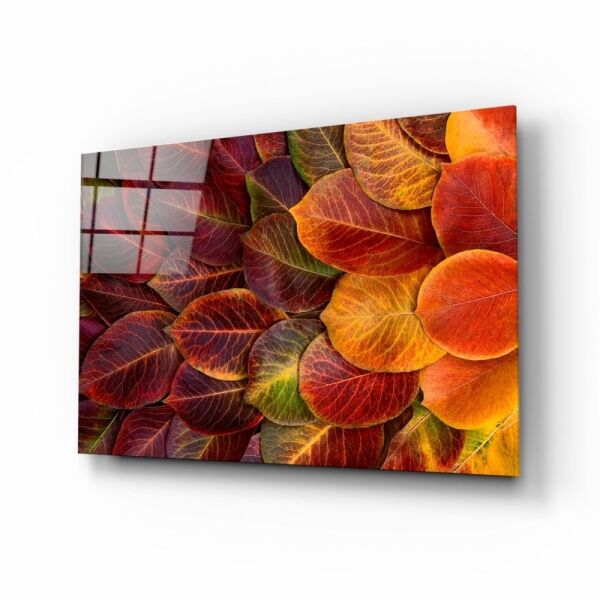 Turuncu Yapraklar Cam Tablo