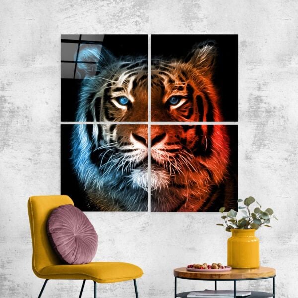 Kaplanın Asaleti Quadro Cam Tablo