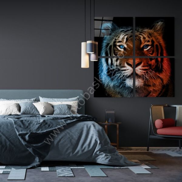 Kaplanın Asaleti Quadro Cam Tablo