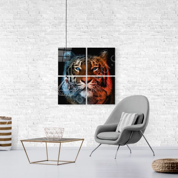 Kaplanın Asaleti Quadro Cam Tablo