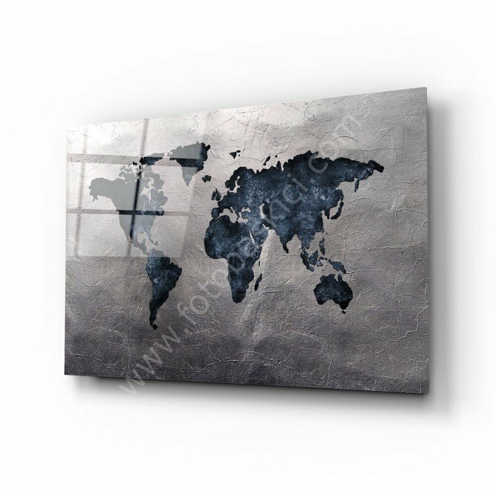 Dünya Haritası Cam Tablo