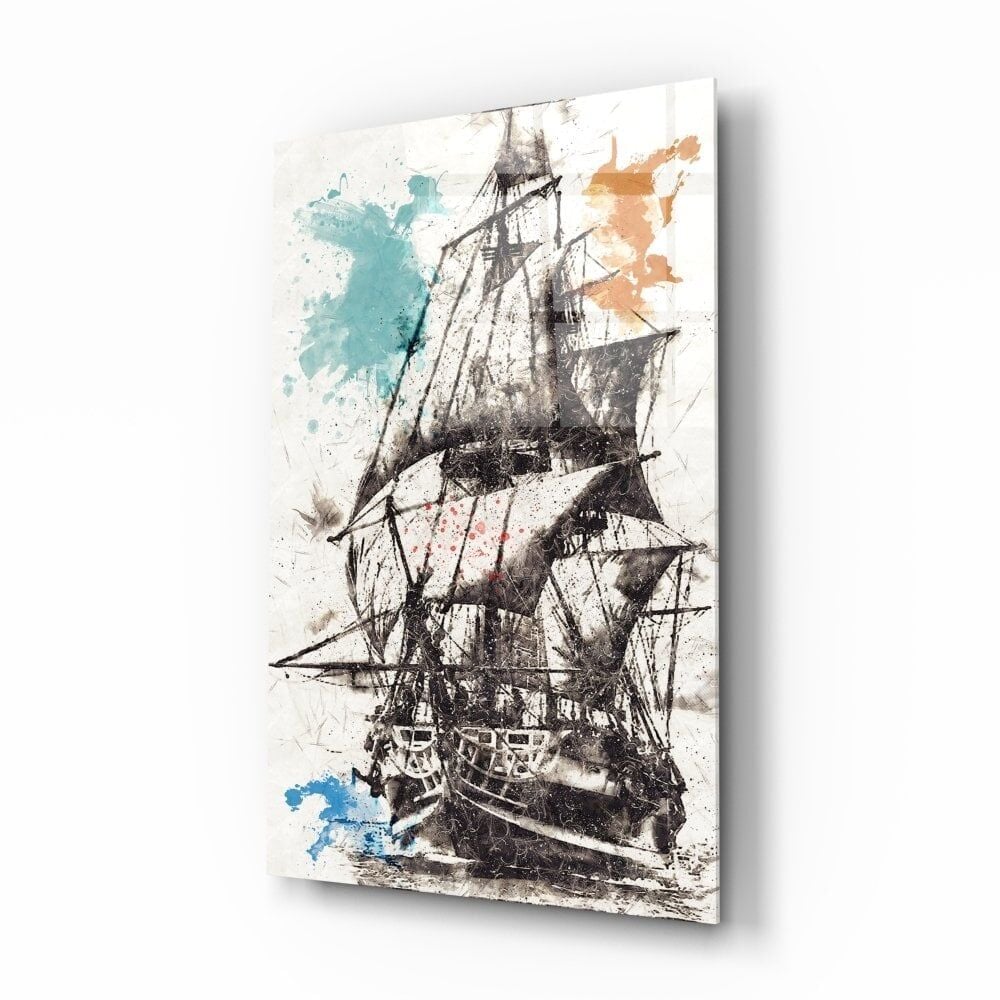 Gemi İlüstrasyon Cam Tablo