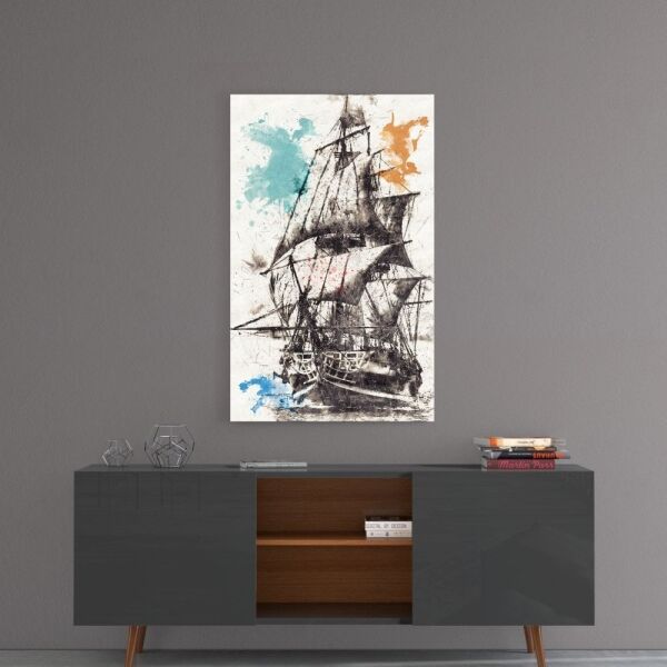 Gemi İlüstrasyon Cam Tablo