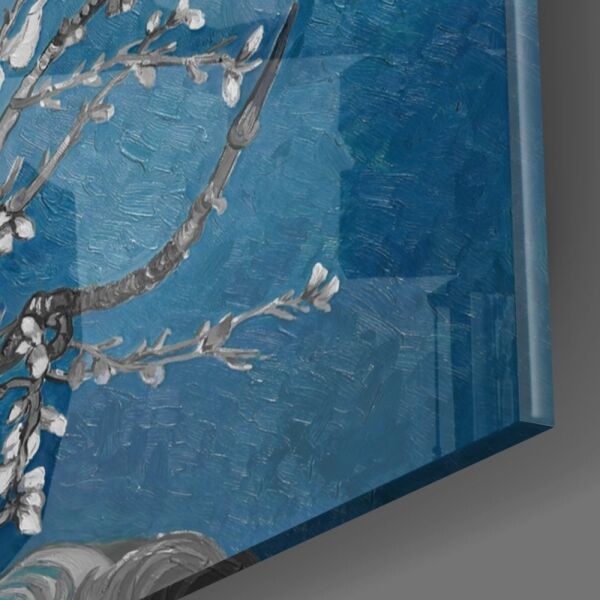 Beyaz Çiçekler Cam Tablo