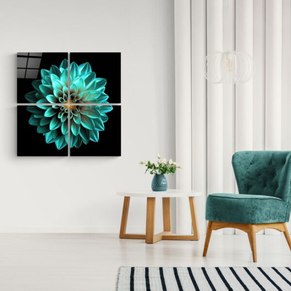 Yeşil Krizantem Quadro Cam Tablo