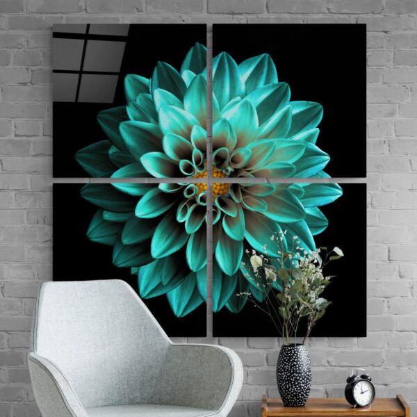 Yeşil Krizantem Quadro Cam Tablo