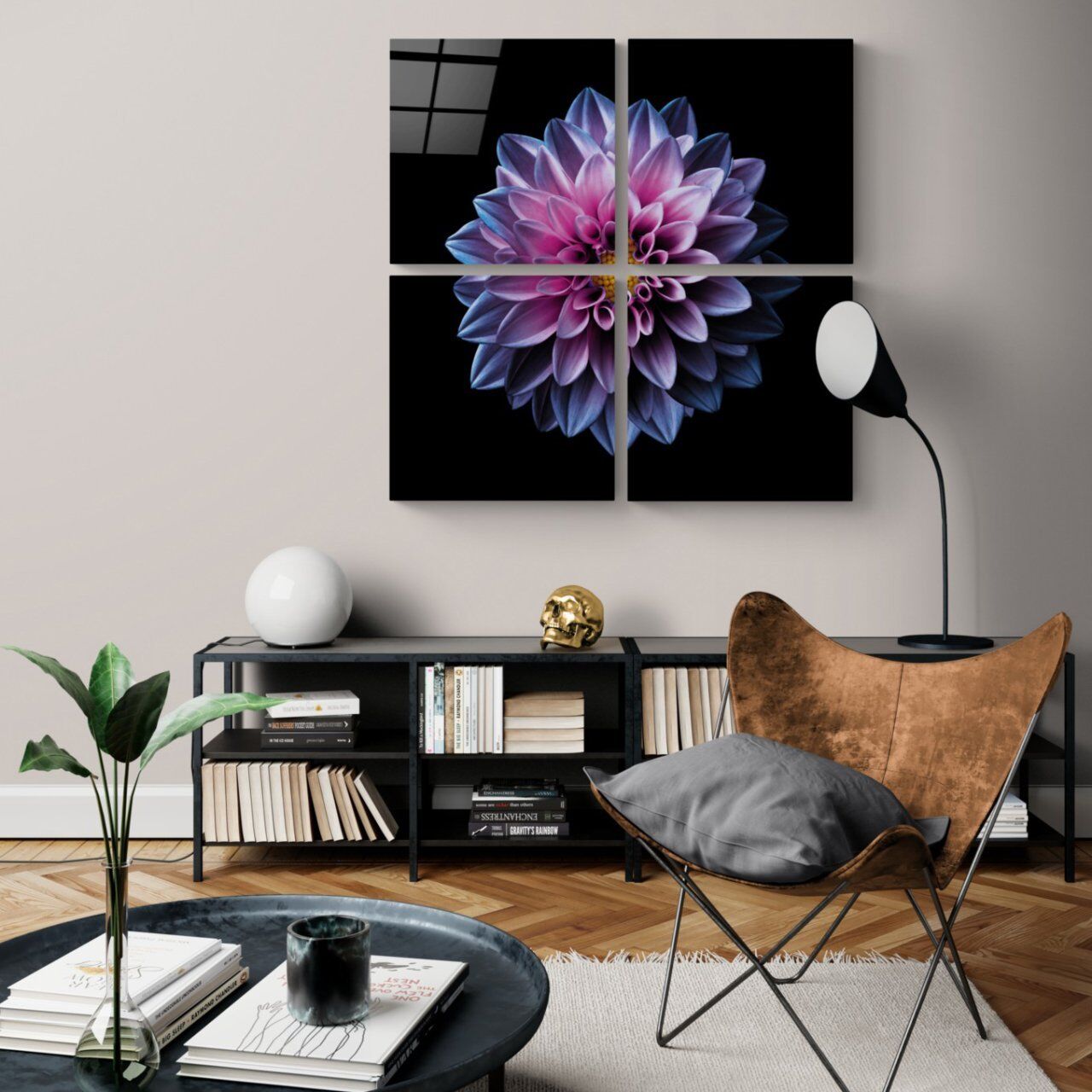 Mor Krizantem Quadro Cam Tablo