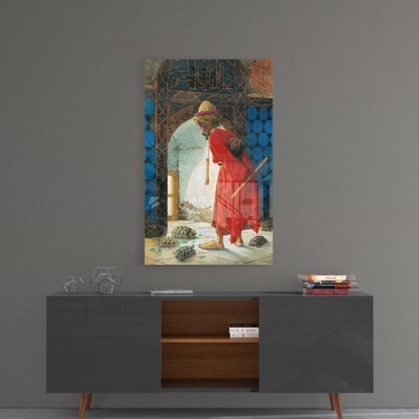 Kaplumbağa Terbiyecisi Cam Tablo