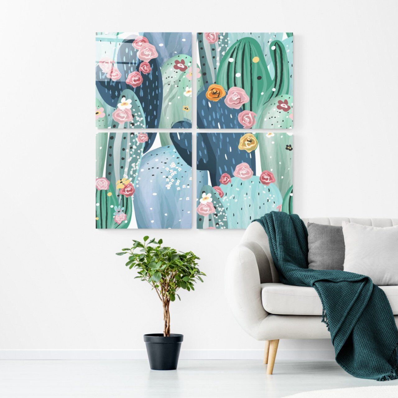 Kaktüsler Quadro Cam Tablo