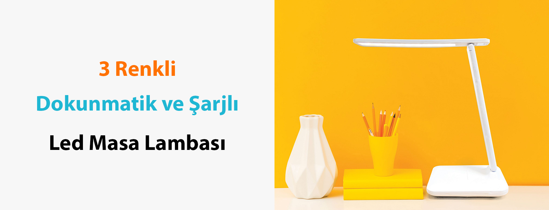 3 Renkli Dokunmatik Şarjlı Led Masa Lambası